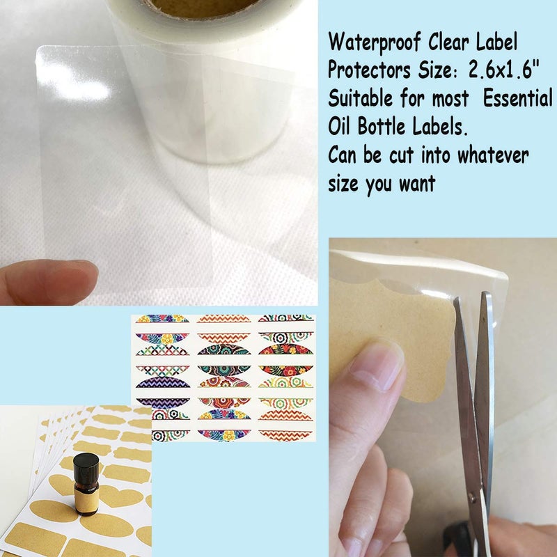 Besttile حماة ملصقات شفافة مقاومة للماء بحجم 2.5x1.6 بوصة لملصقات زجاجات الزيوت الأساسية وملصقات برطمانات الطعام - 300 حامي ملصق باركود/لفة - Image 3